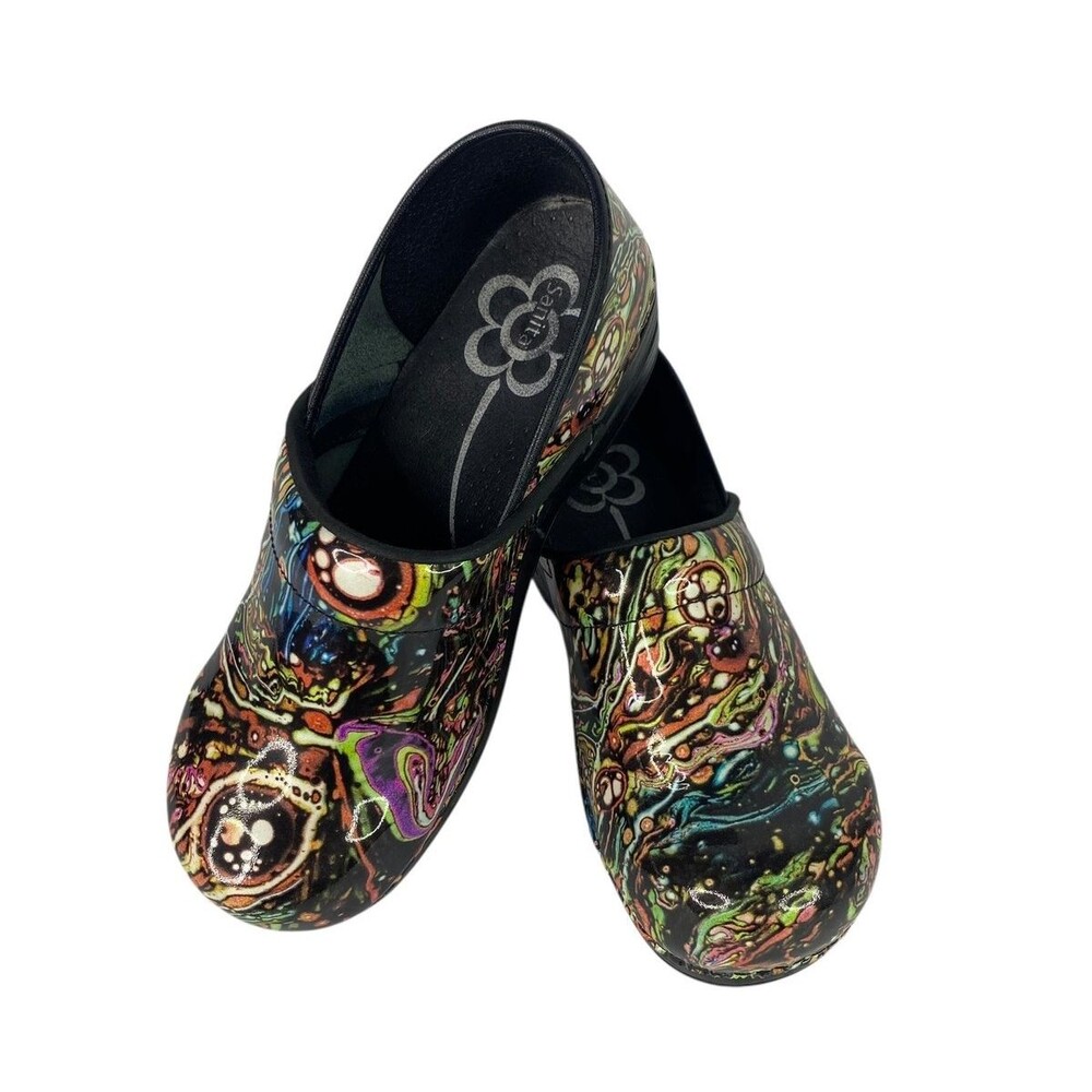 Sanita Shoes Womens Size 10.5 EU 41 Multicolor Patent Clogs Slip Resistant